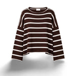 BE YOU Maglia donna a righe Marrone e Bianco