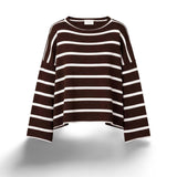 BE YOU Maglia donna a righe Marrone e Bianco