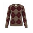 Maglia donna a rombi Taupe e Burgundy