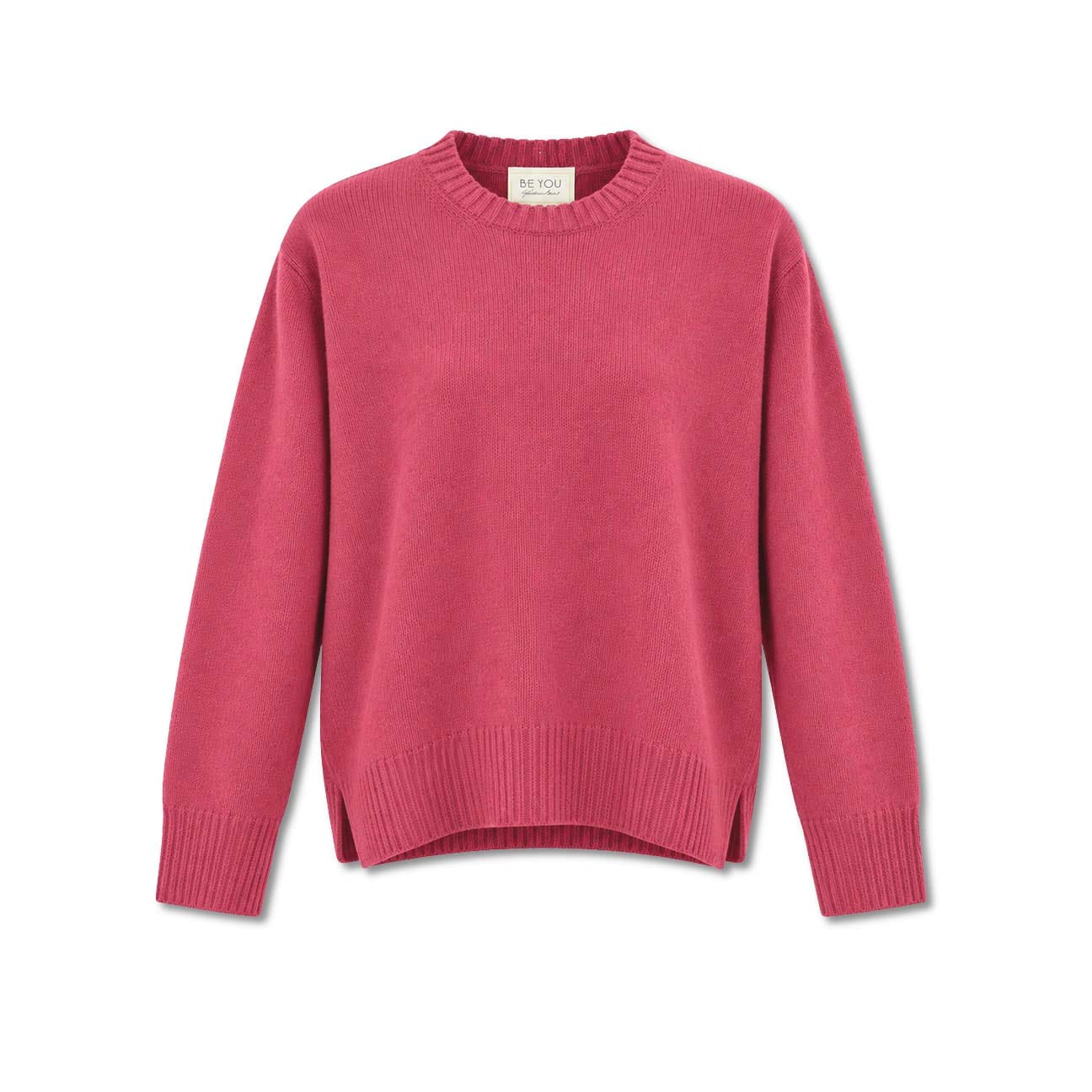 BE YOU Maglia donna girocollo in cashmere Lampone