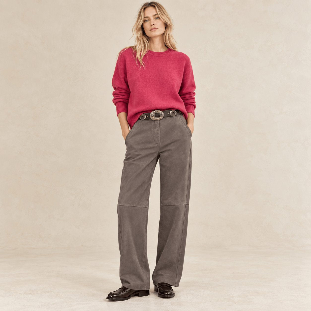 BE YOU Maglia donna girocollo in cashmere Lampone