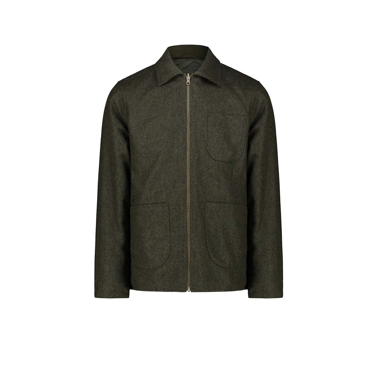 BL'KER Giacca uomo reversibile Elk in lana Donegal Verde Militare