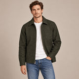 BL'KER Giacca uomo reversibile Elk in lana Donegal Verde Militare