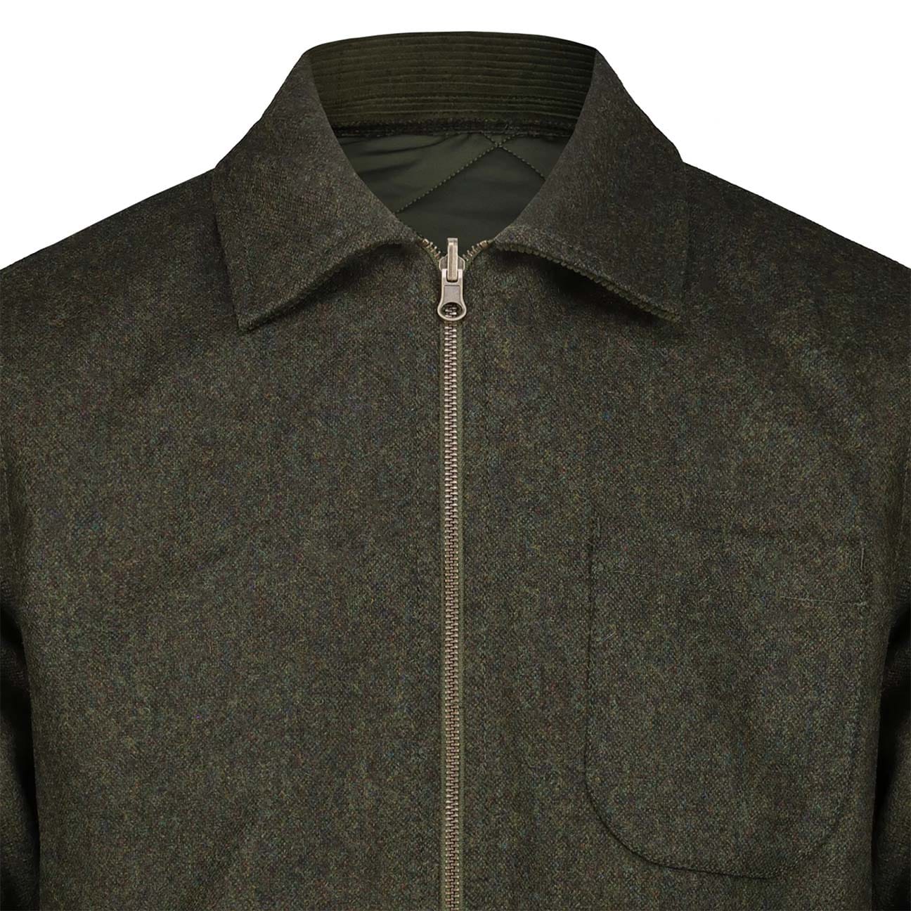 BL'KER Giacca uomo reversibile Elk in lana Donegal Verde Militare