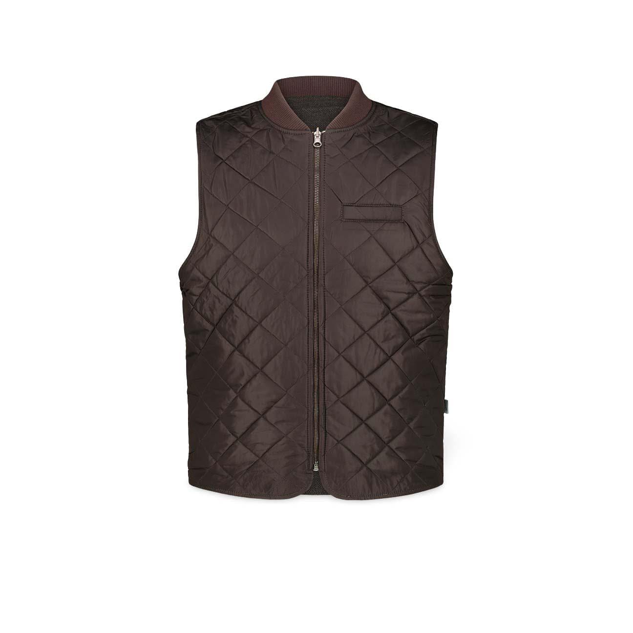 BL'KER Gilet reversibile in lana e nylon trapuntato Marrone