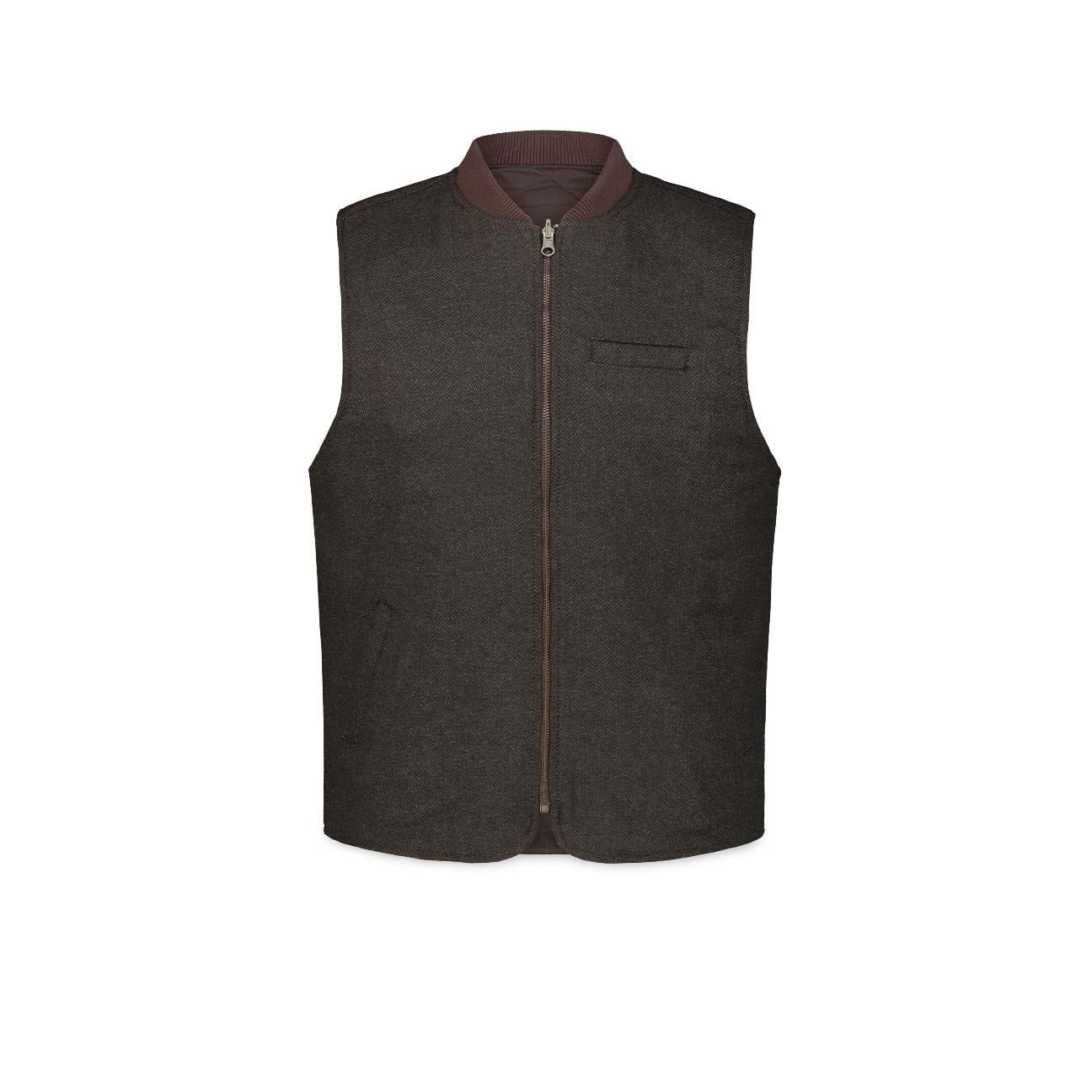 BL'KER Gilet reversibile in lana e nylon trapuntato Marrone