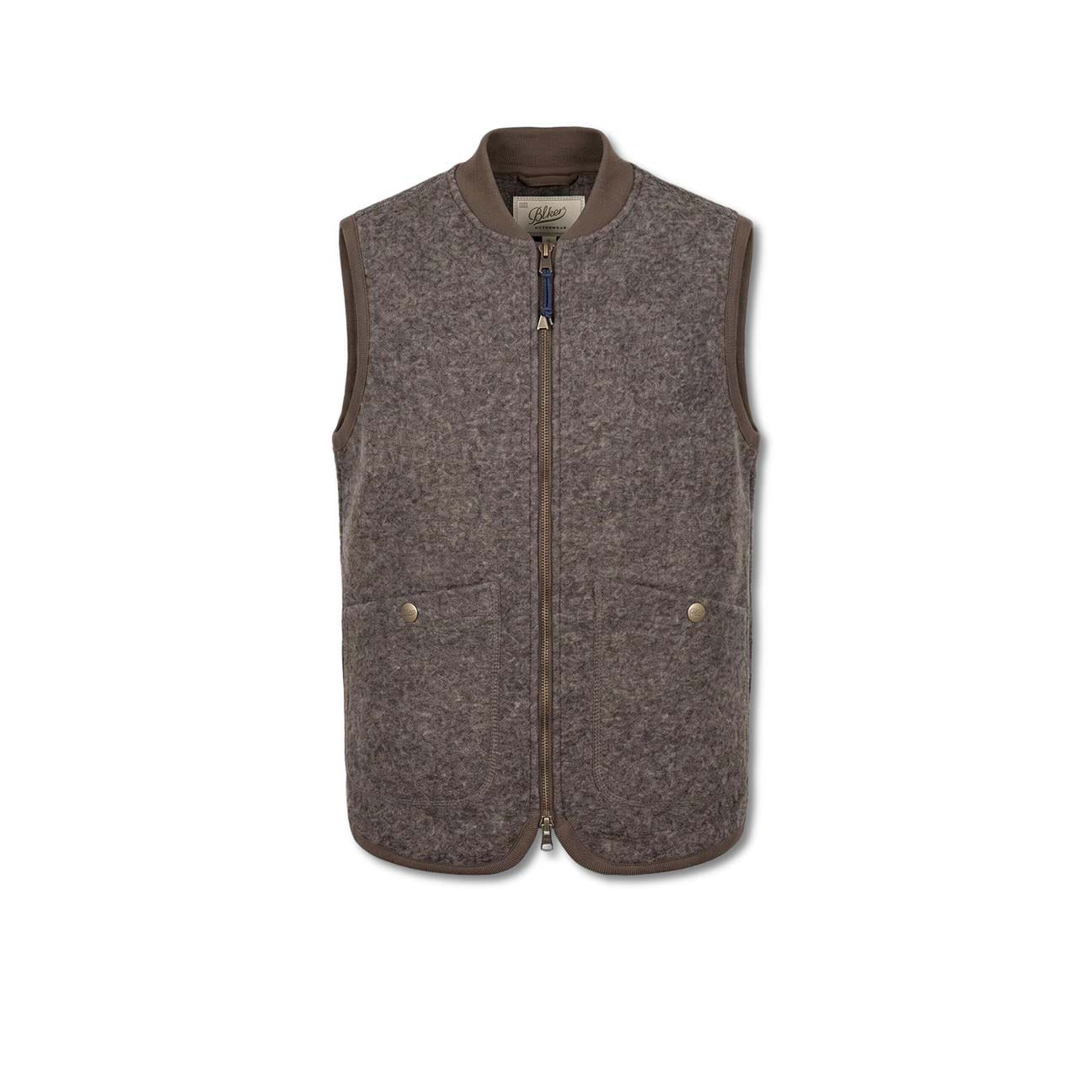BL'KER Gilet uomo in lana boiled Dark Brown