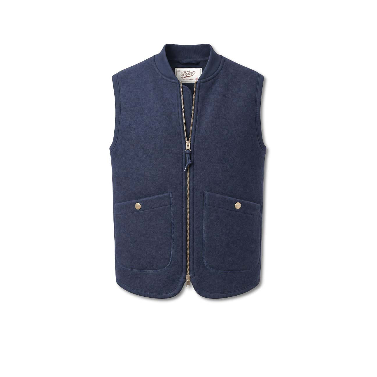 BL'KER Gilet uomo in lana boiled Navy