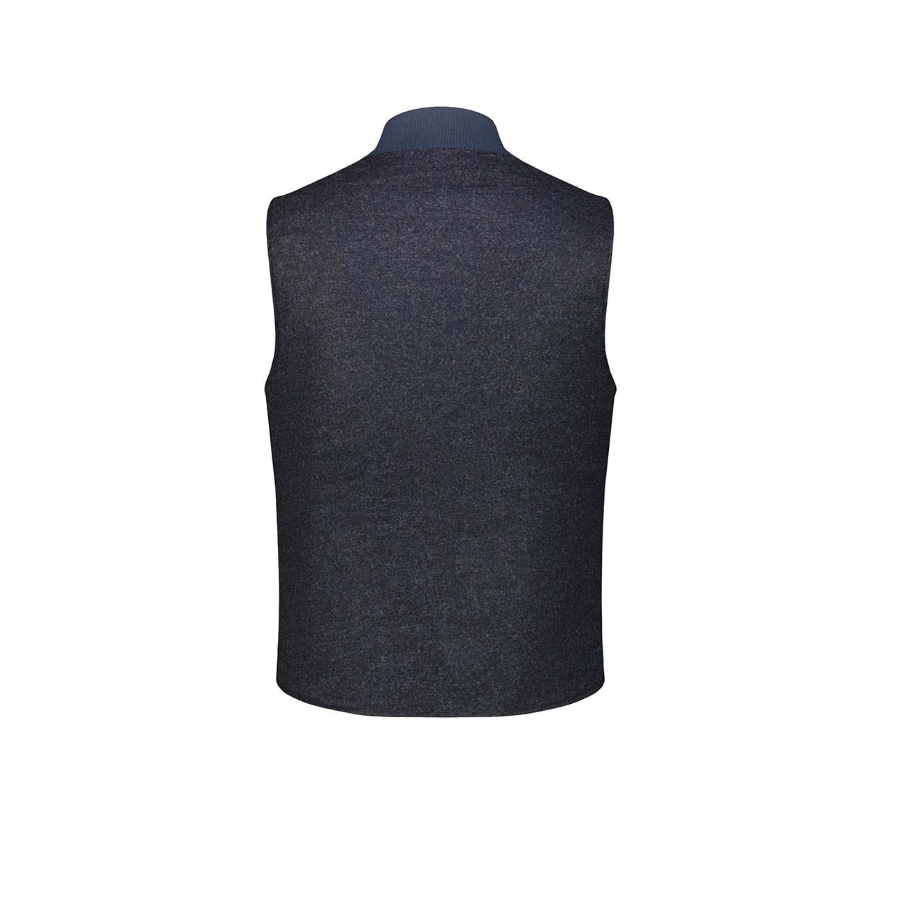 BL'KER Gilet uomo reversibile Owl in lana Donegal Blue