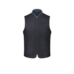 BL'KER Gilet uomo reversibile Owl in lana Donegal Blue