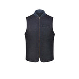 BL'KER Gilet uomo reversibile Owl in lana Donegal Blue