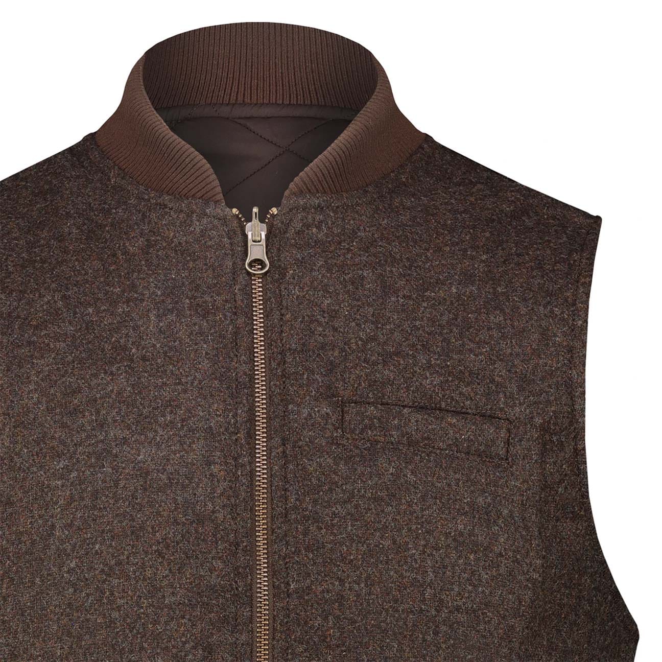 BL'KER Gilet uomo reversibile Owl in lana Donegal Marrone