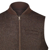 BL'KER Gilet uomo reversibile Owl in lana Donegal Marrone