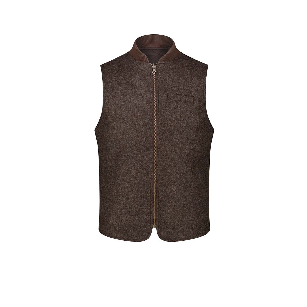 BL'KER Gilet uomo reversibile Owl in lana Donegal Marrone