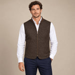 BL'KER Gilet uomo reversibile Owl in lana Donegal Marrone