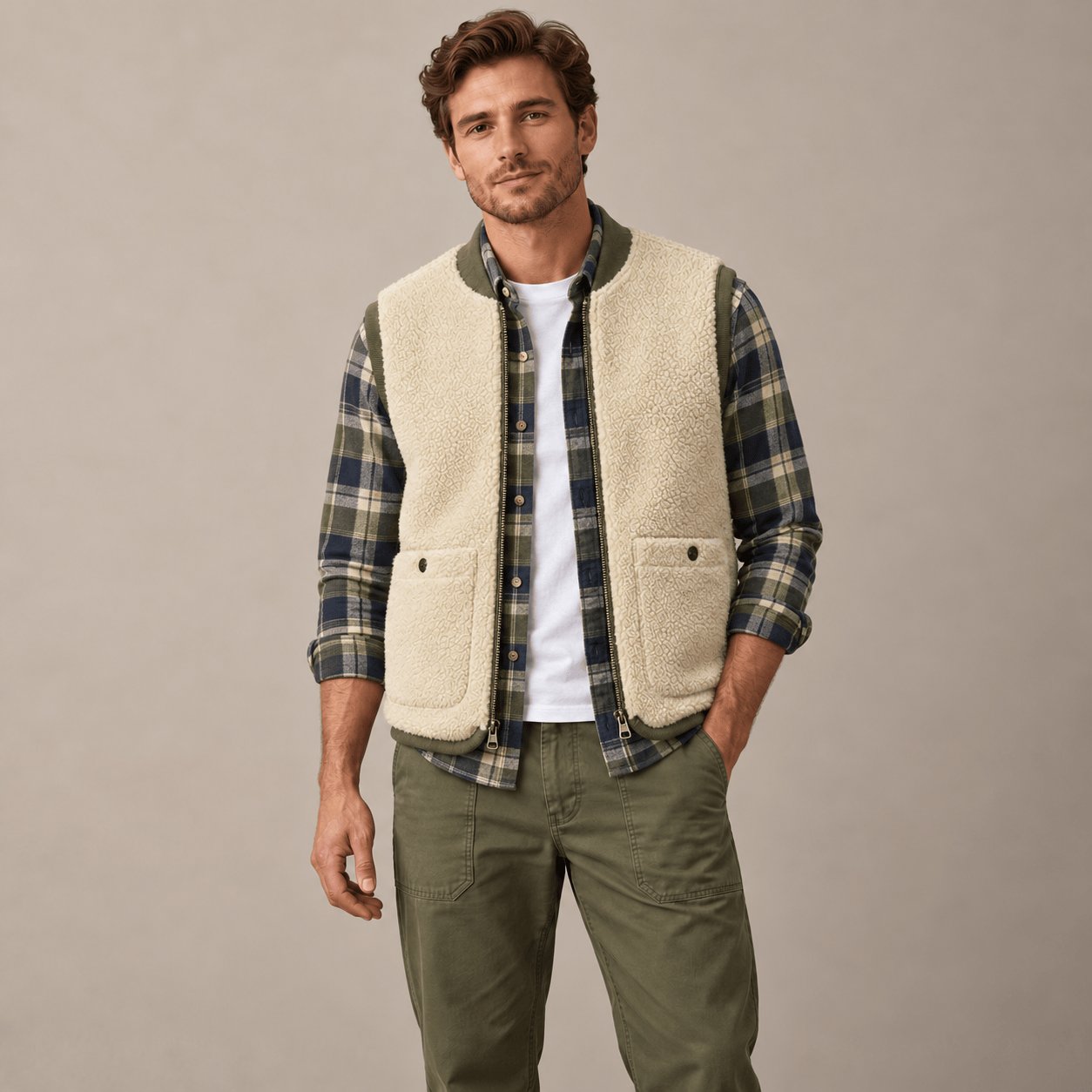 BL'KER Gilet uomo Wolf  in pile Milk