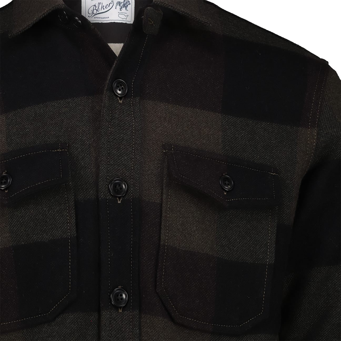 BL'KER Overshirt uomo Denali Wool Check Verde
