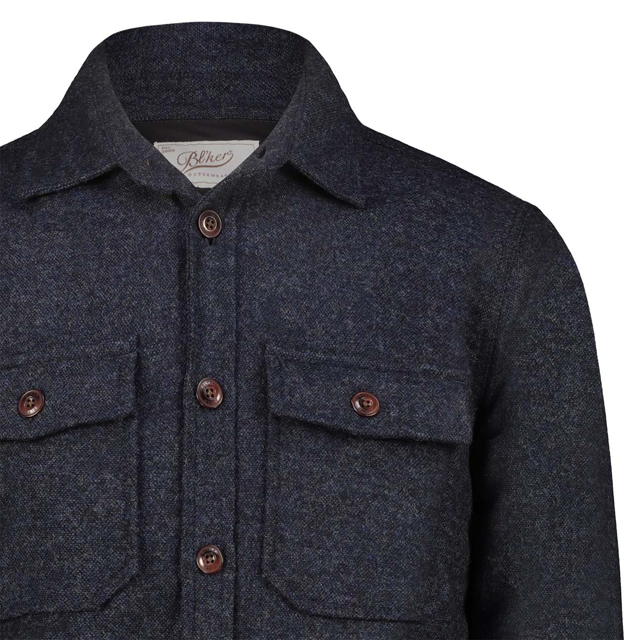 BL'KER Overshirt uomo in lana Hunter in Donegal Indigo