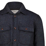 BL'KER Overshirt uomo in lana Hunter in Donegal Indigo