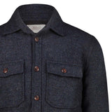 BL'KER Overshirt uomo in lana Hunter in Donegal Indigo