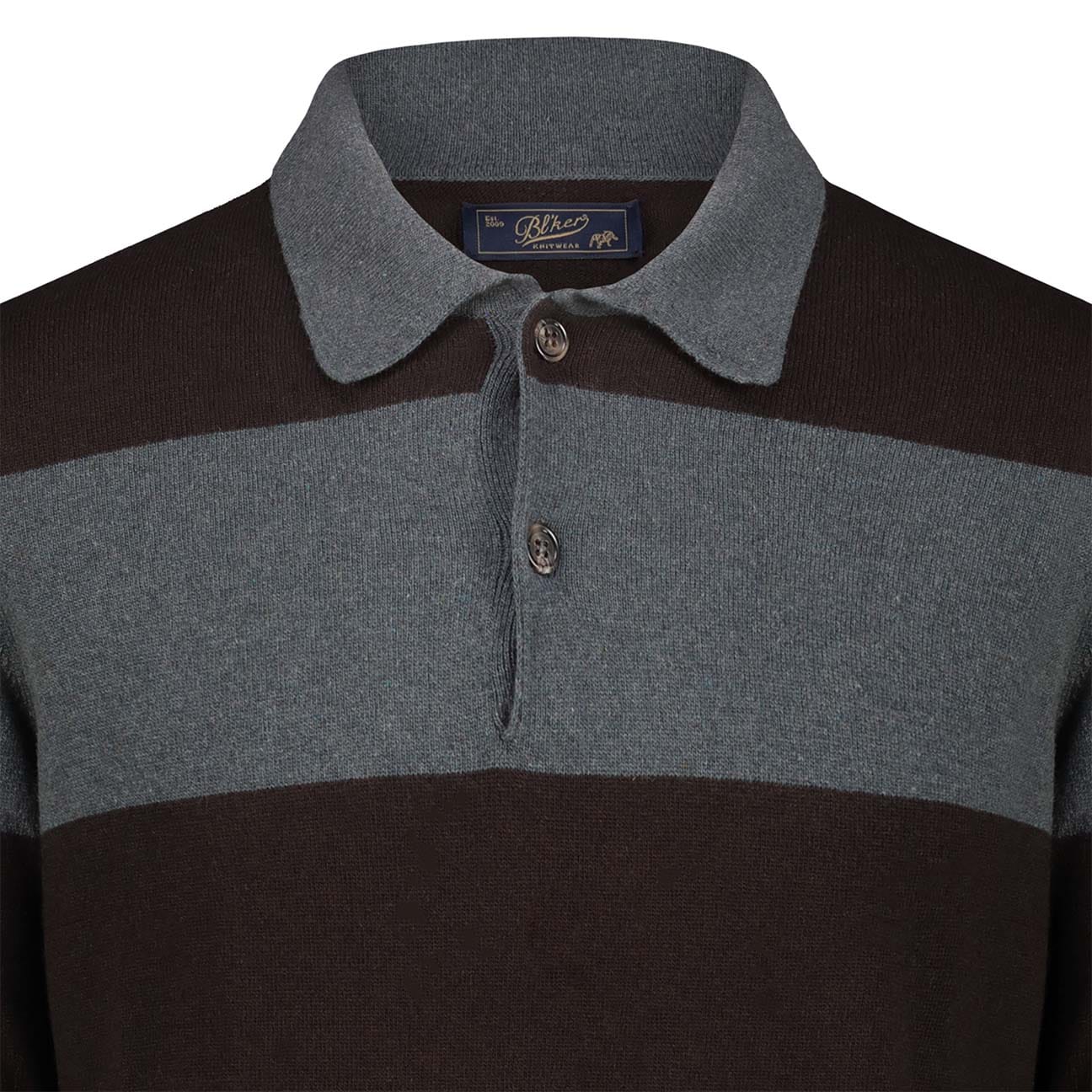 BL'KER Polo uomo a righe Marrone e Grigio