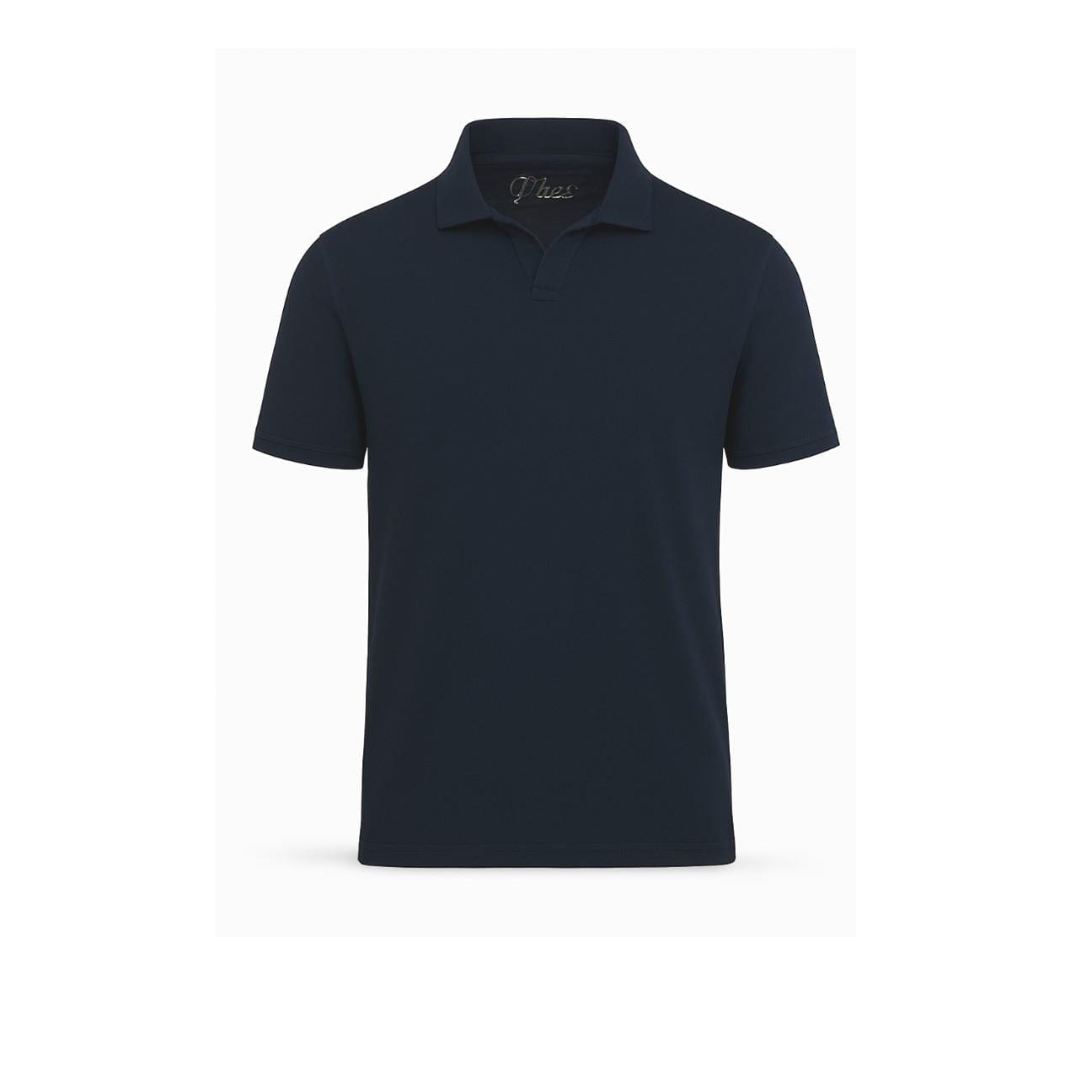 BL'KER Polo uomo senza bottoni in jersey Blue