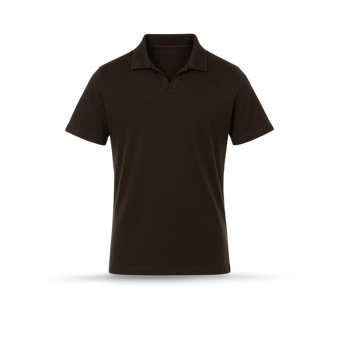 BL'KER Polo uomo senza bottoni in jersey Brown
