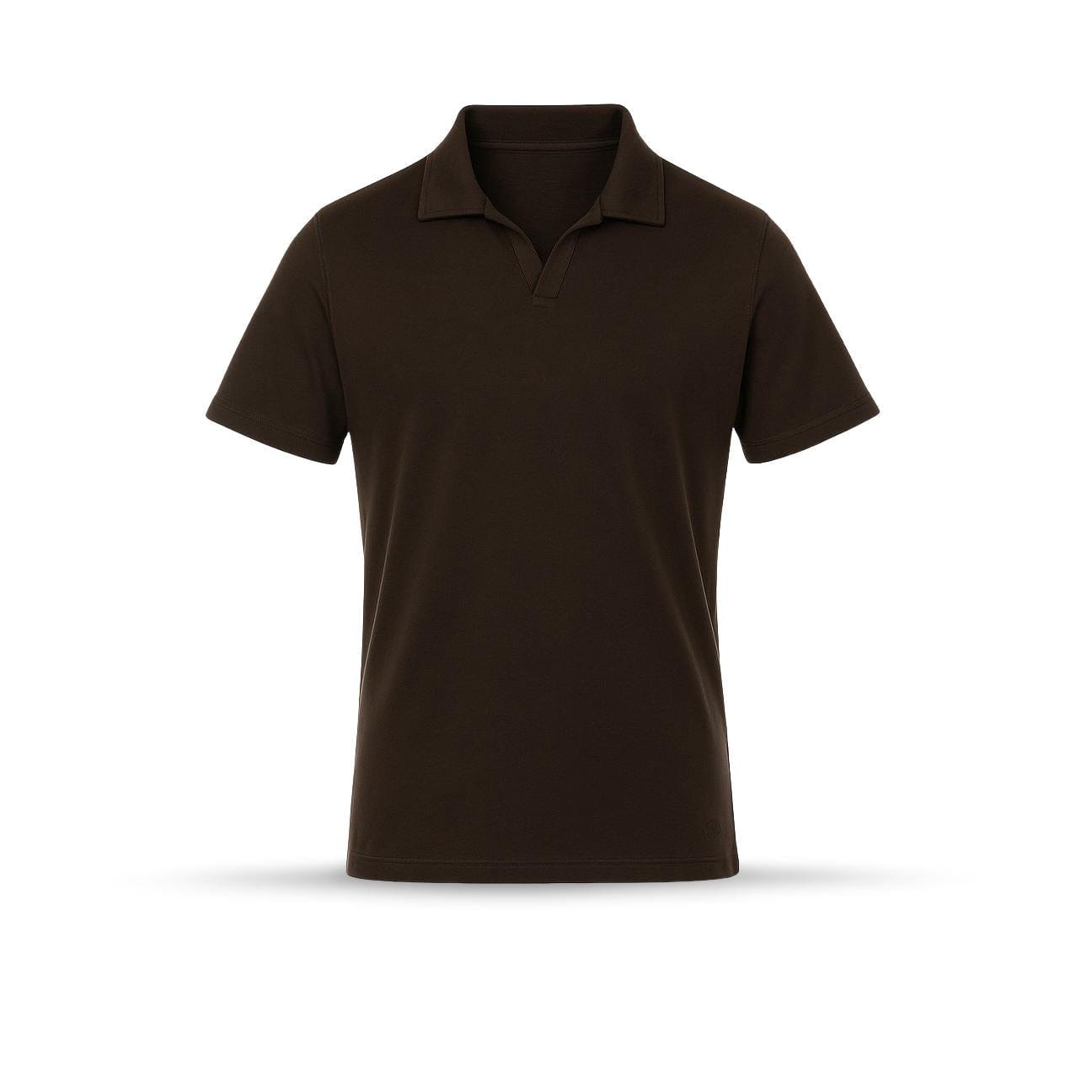 BL'KER Polo uomo senza bottoni in jersey Brown