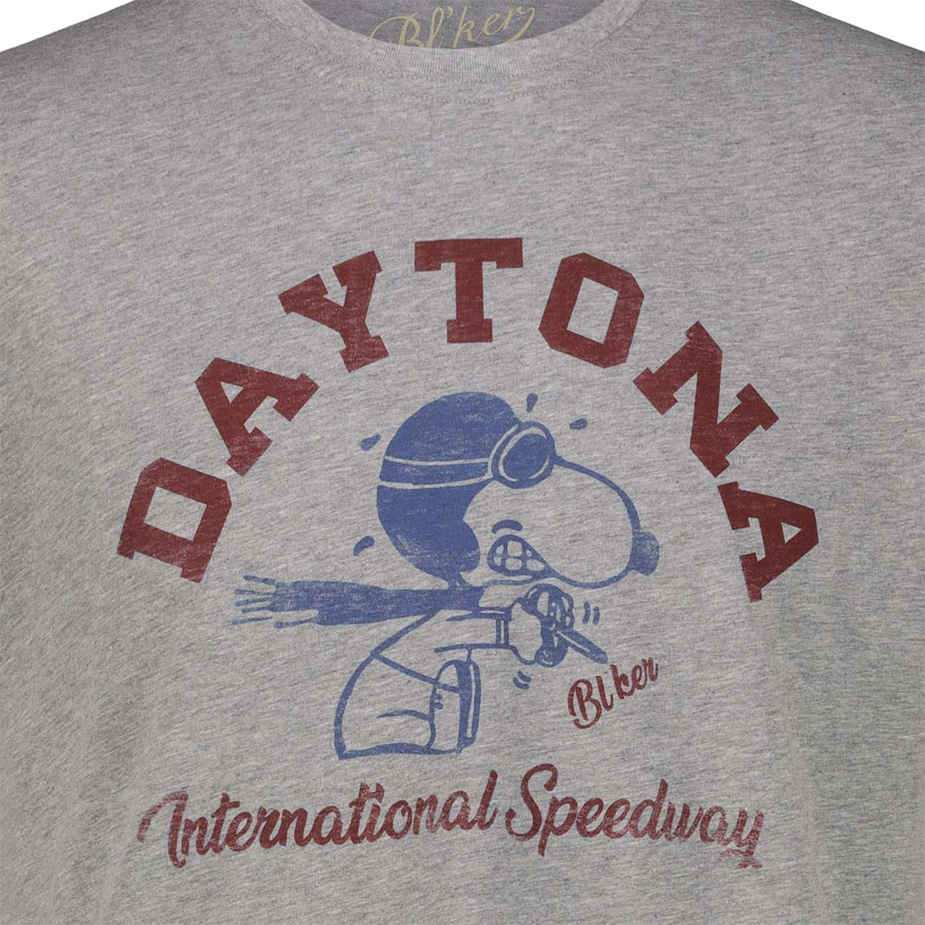 BL'KER T-Shirt uomo con grafica Daytona Snoopy  Grey Melange