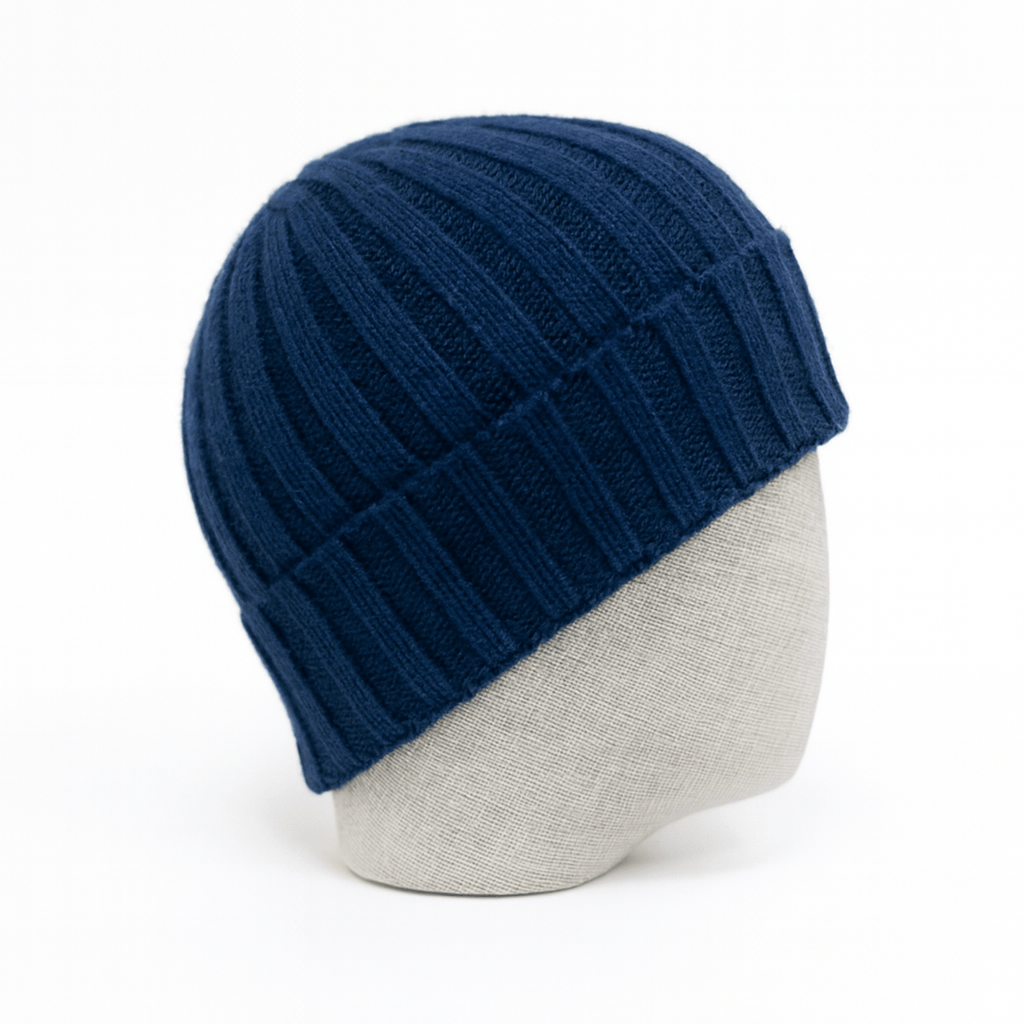 Broadway & Spring Berretto Fisherman  in cashmere 4 fili  unisex Cobalto