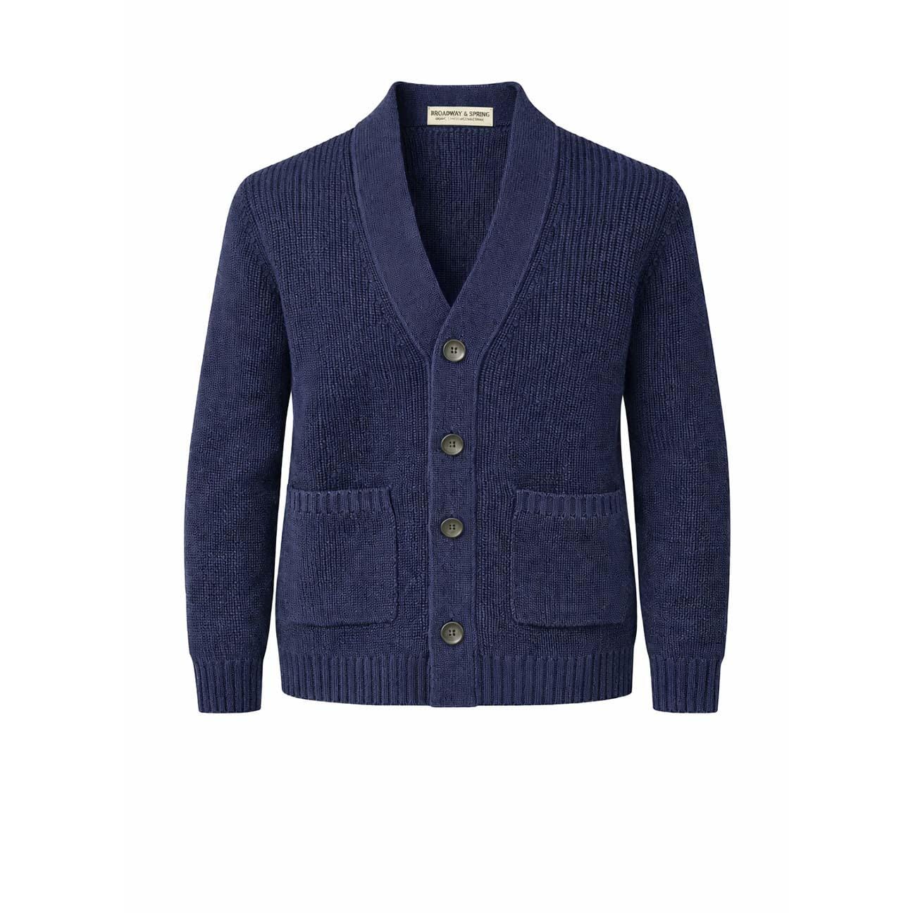 Broadway & Spring Cardigan uomo in cotone Blue