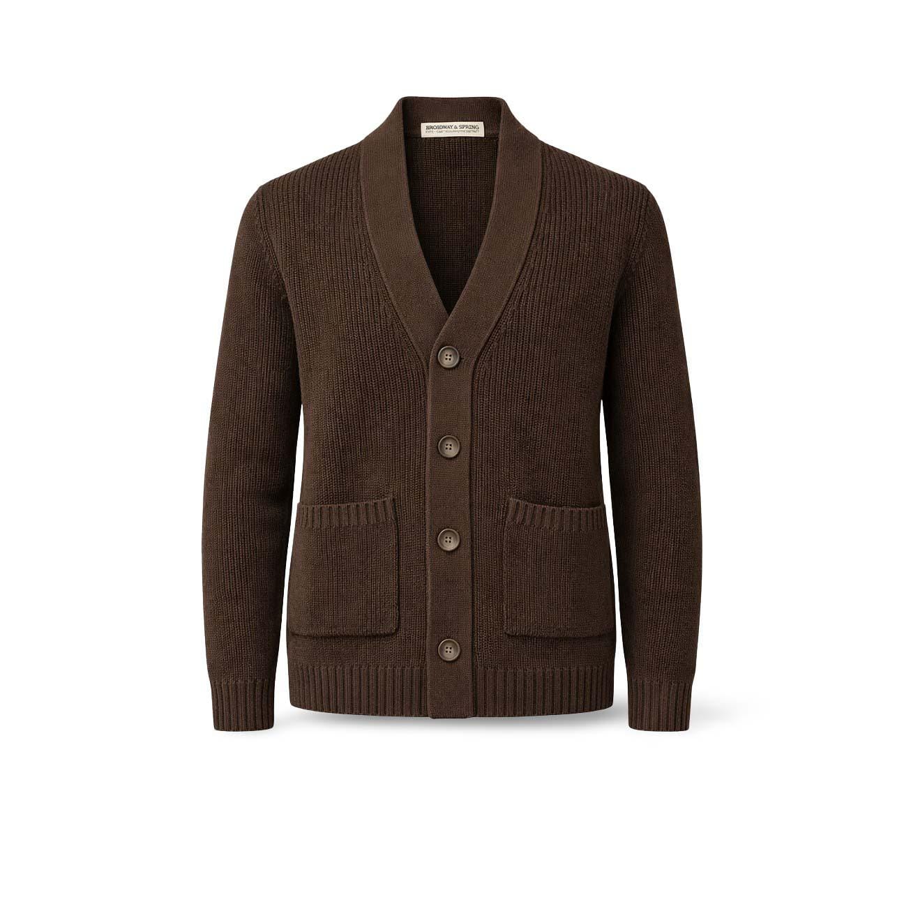 Broadway & Spring Cardigan uomo in cotone Moka