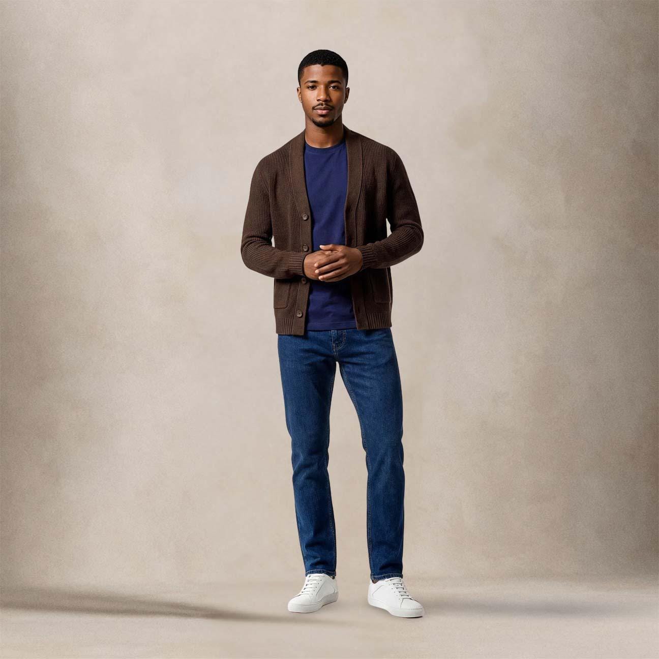 Broadway & Spring Cardigan uomo in cotone Moka