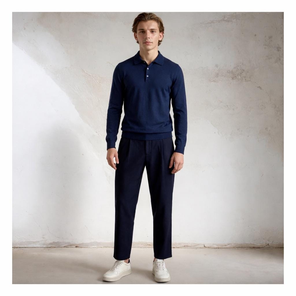 Broadway & Spring Polo uomo in cotone Blue