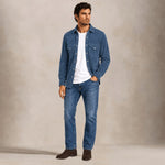 CHESAPEAKE'S Camicia uomo Flagstaff Texana in velluto Blue