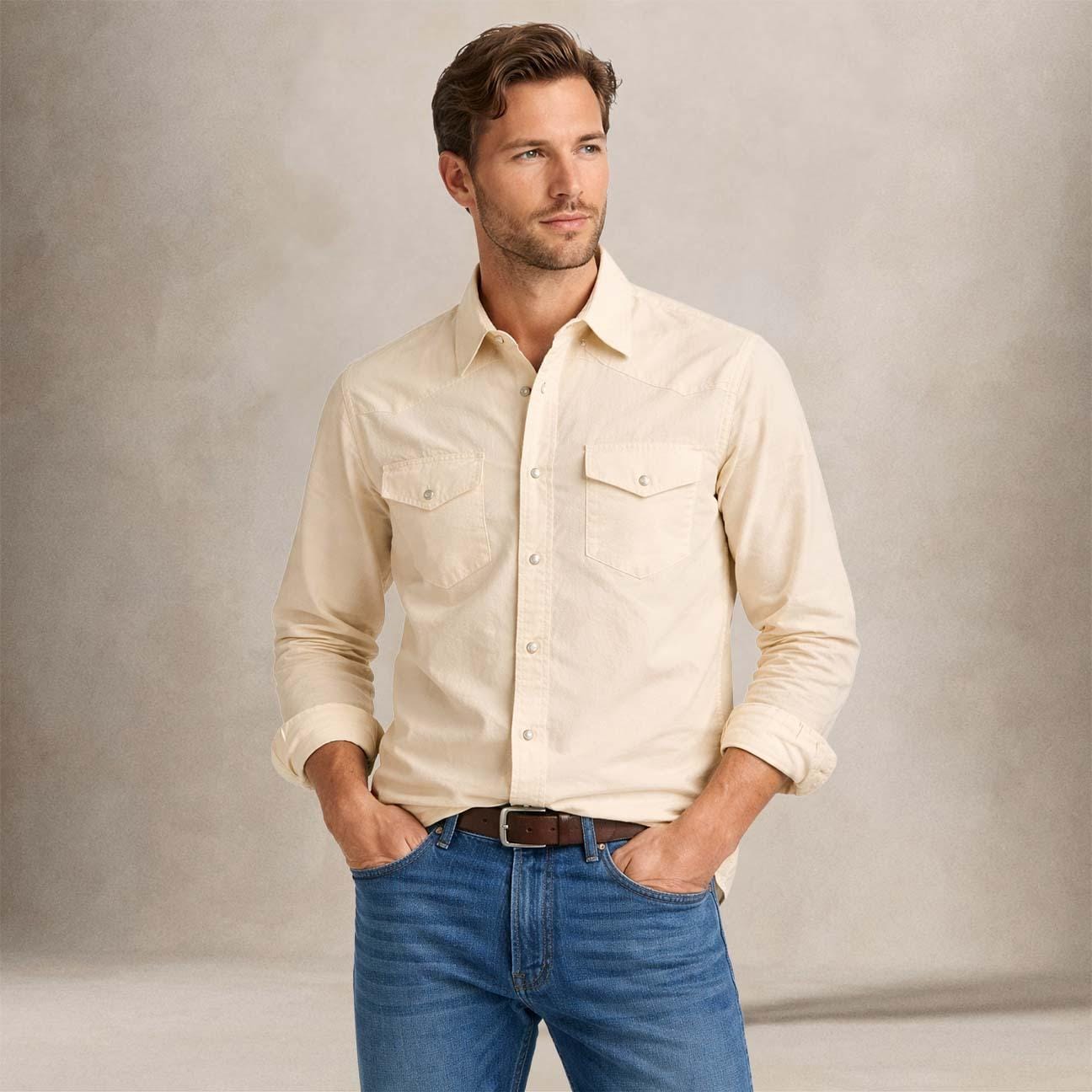 CHESAPEAKE'S Camicia uomo Texana  in oxford  Giallo