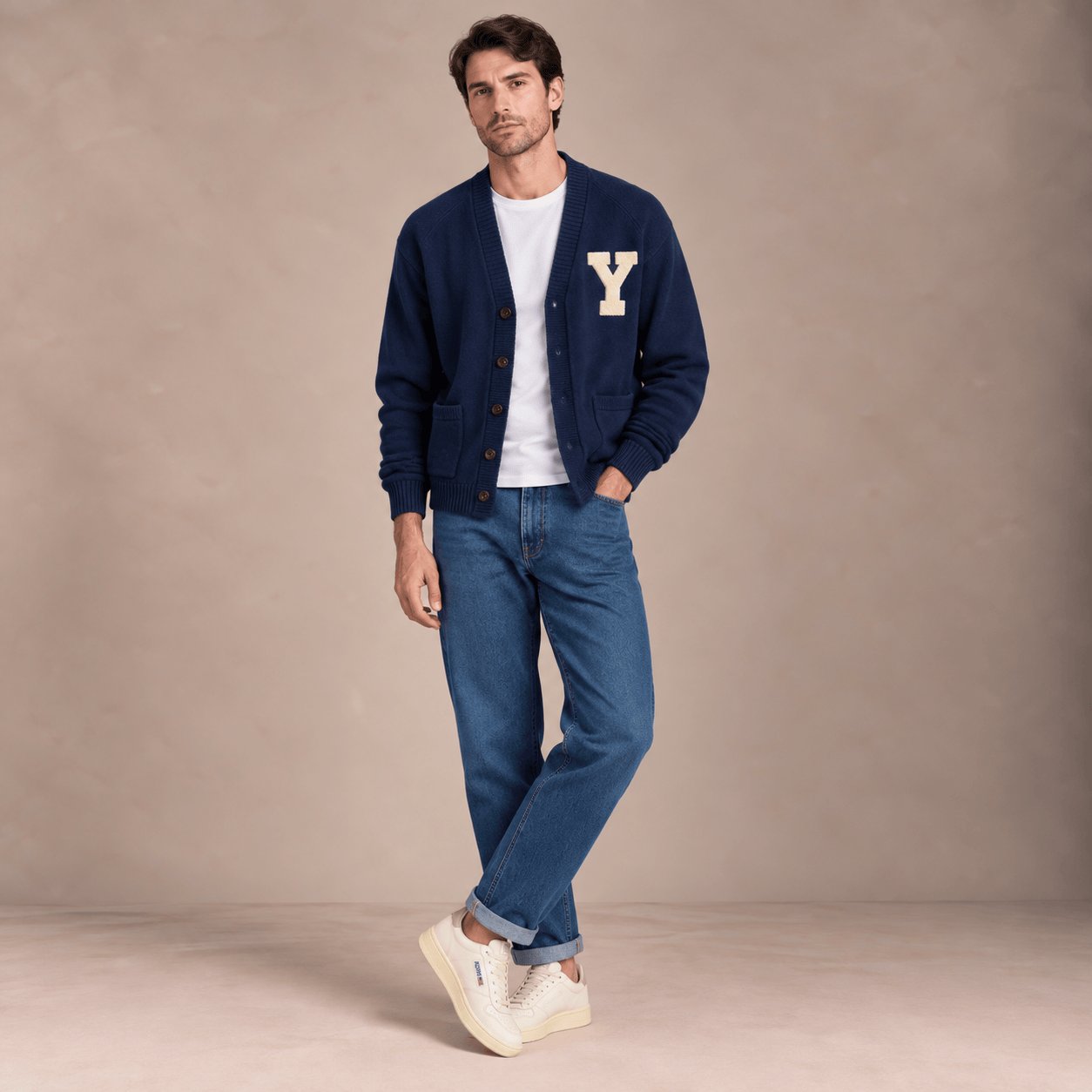 CHESAPEAKE'S Cardigan uomo Varsity Yale Blue