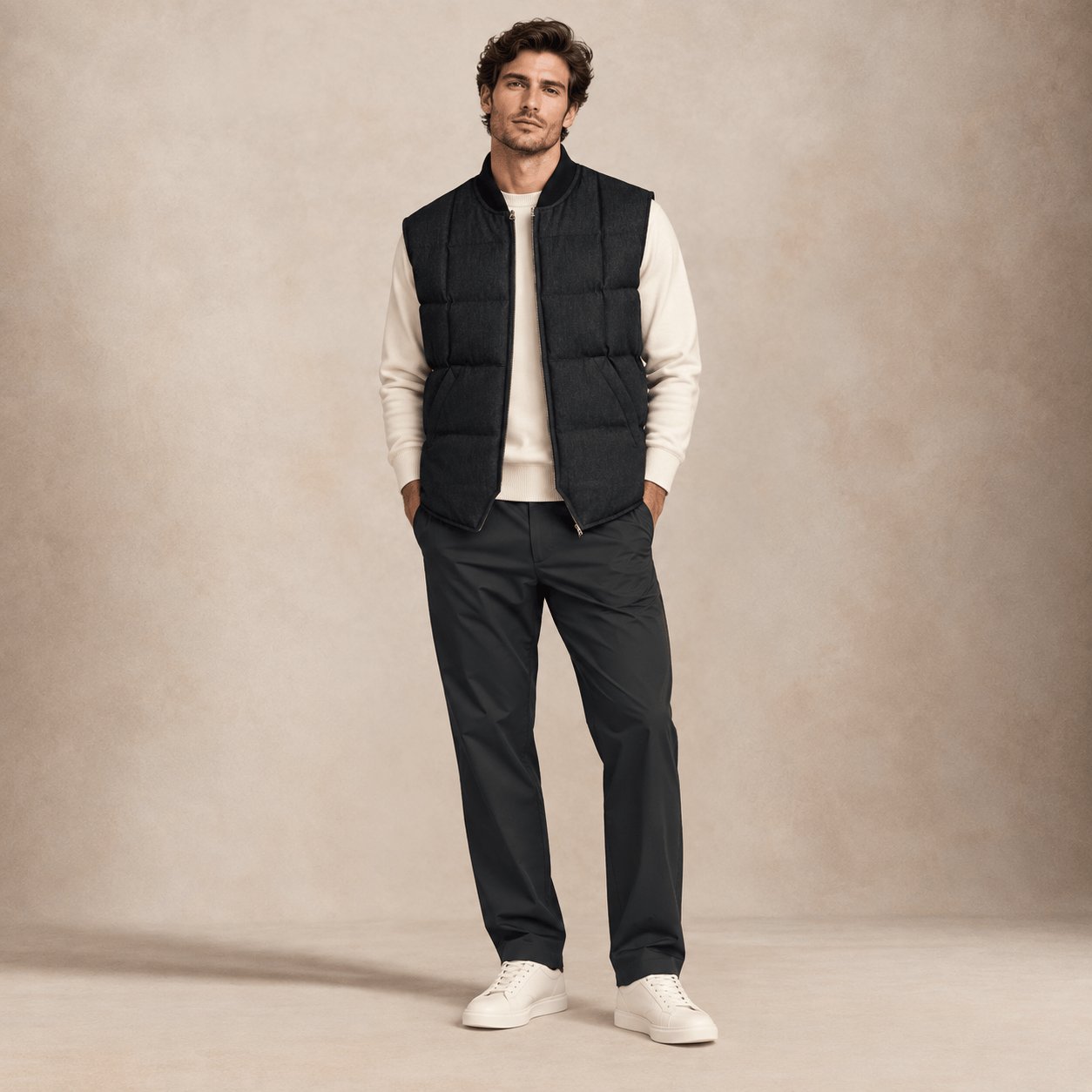 CHESAPEAKE'S Gilet uomo Seattle in piuma reversibile in Denim
