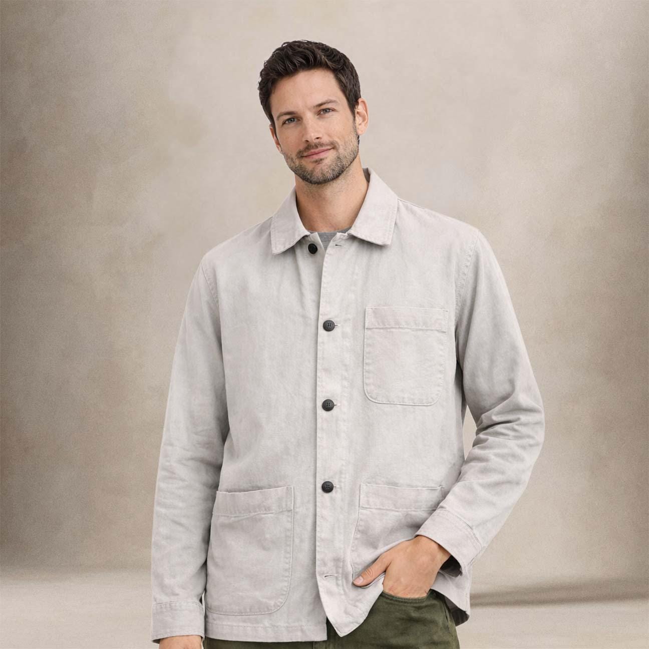 CHESAPEAKE'S Overshirt uomo in lino St Malo Ivory