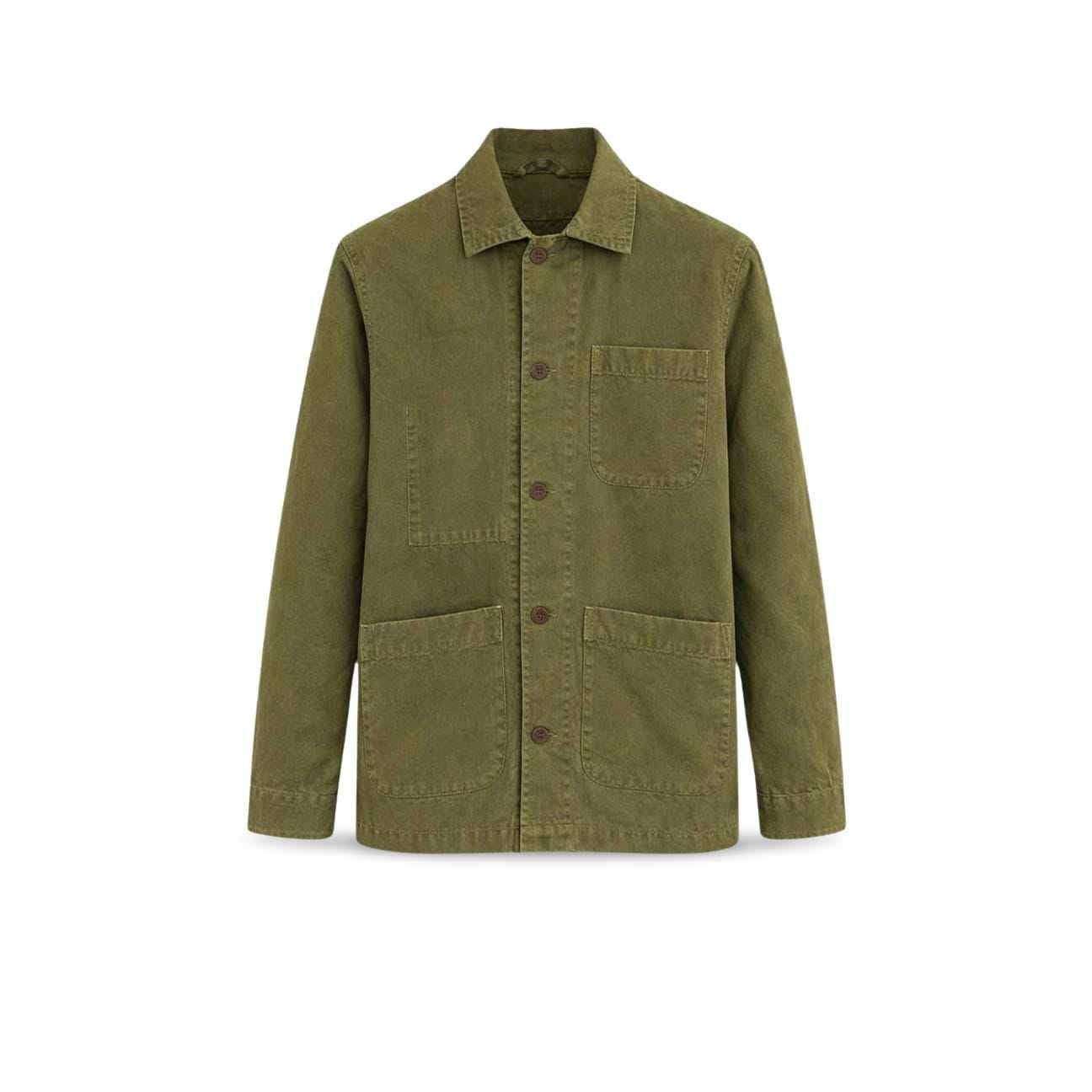 CHESAPEAKE'S Overshirt uomo in lino St Malo Verde Militare