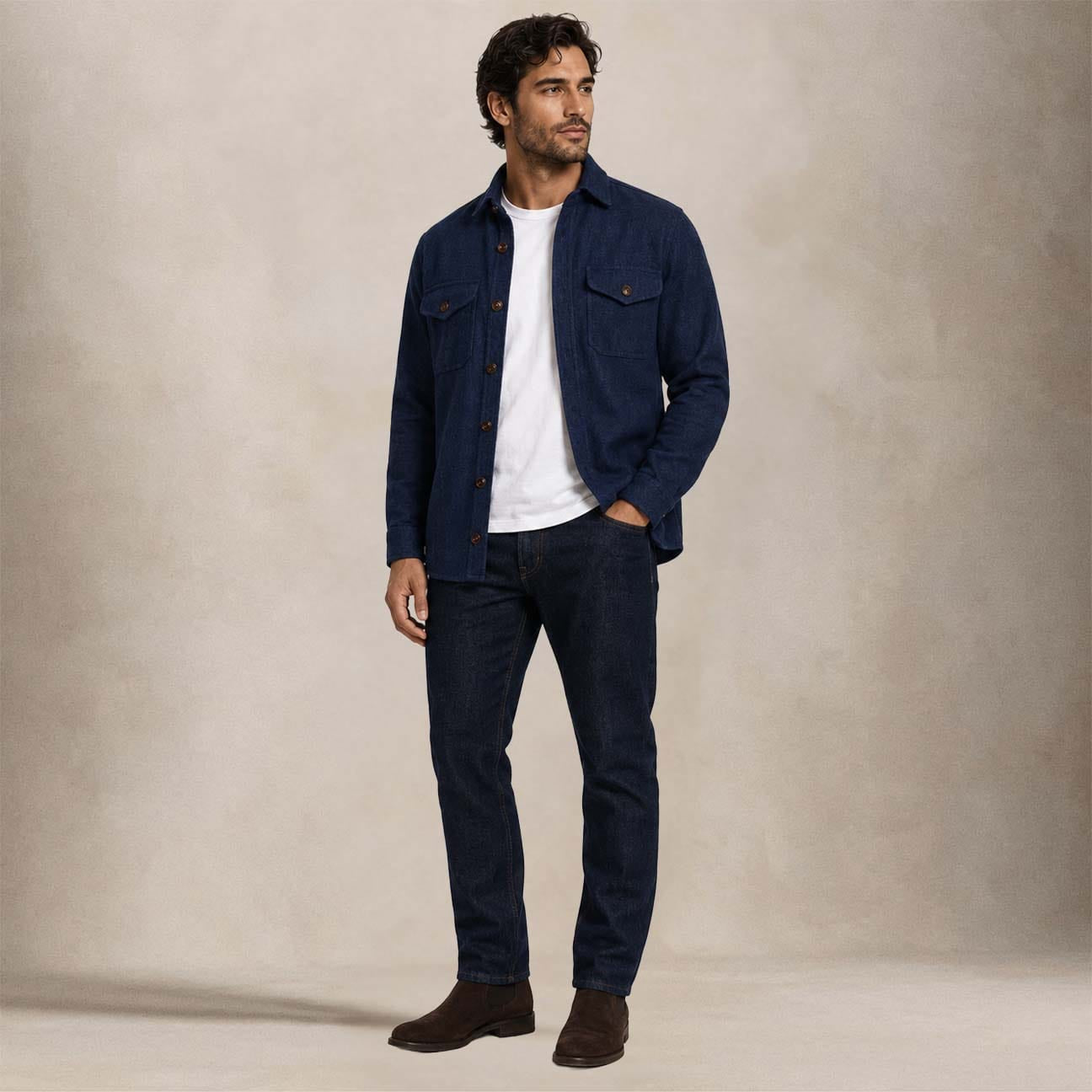 CHESAPEAKE'S Overshirt uomo Jackson in lana Blue
