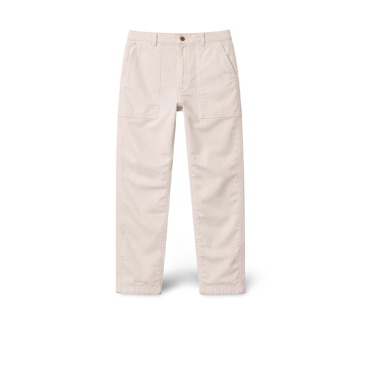 CHESAPEAKE'S Pantolone uomo Fatigue in cotone Heeringbone Ecrù