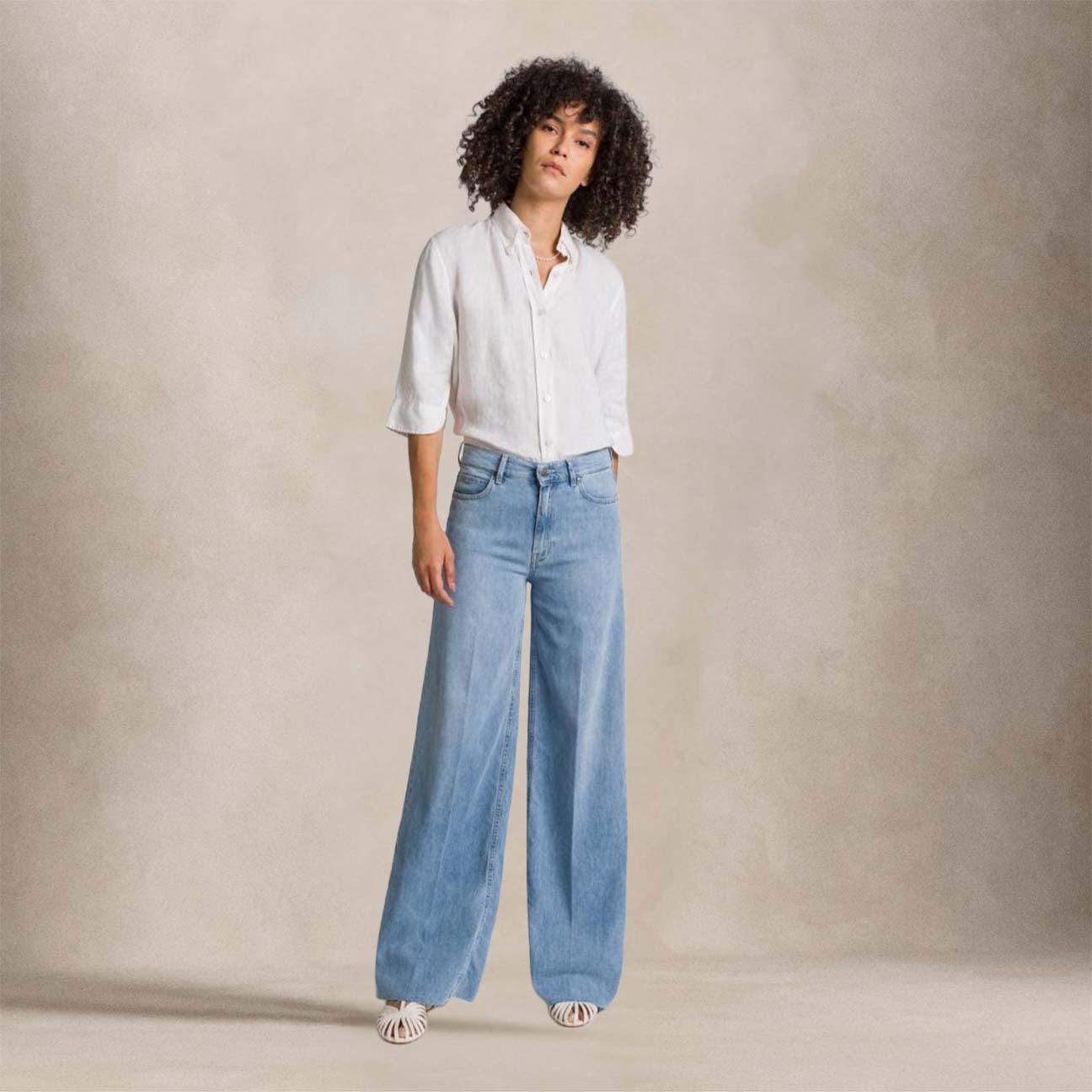 CIGALAS Jeans donna 138 plazzo wide Denim Chiaro