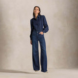 CIGALAS Jeans donna 138 Wide leg in Lino e Cotone Blue