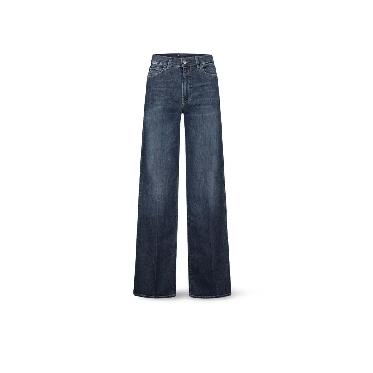 CIGALAS Jeans donna 138 Wide leg in Lino e Cotone Blue
