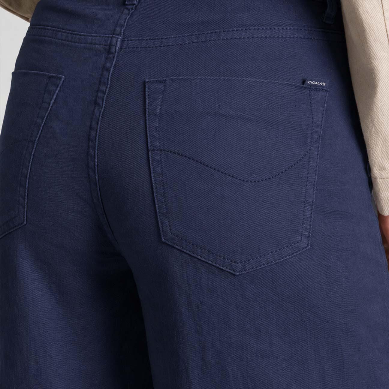 CIGALAS Jeans donna 138 wide leg in misto lino  Blue