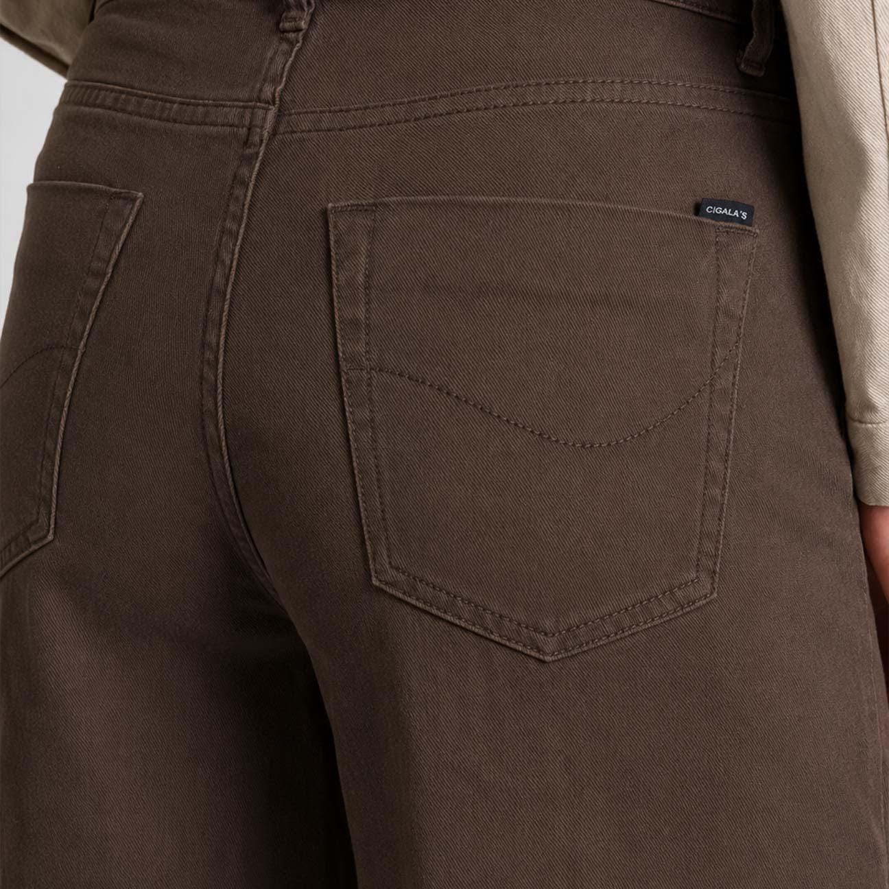 CIGALAS Jeans donna 138 wide leg in misto lino Marrone
