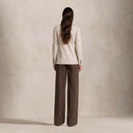 CIGALAS Jeans donna 138 wide leg in misto lino Marrone