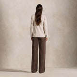 CIGALAS Jeans donna 138 wide leg in misto lino Marrone