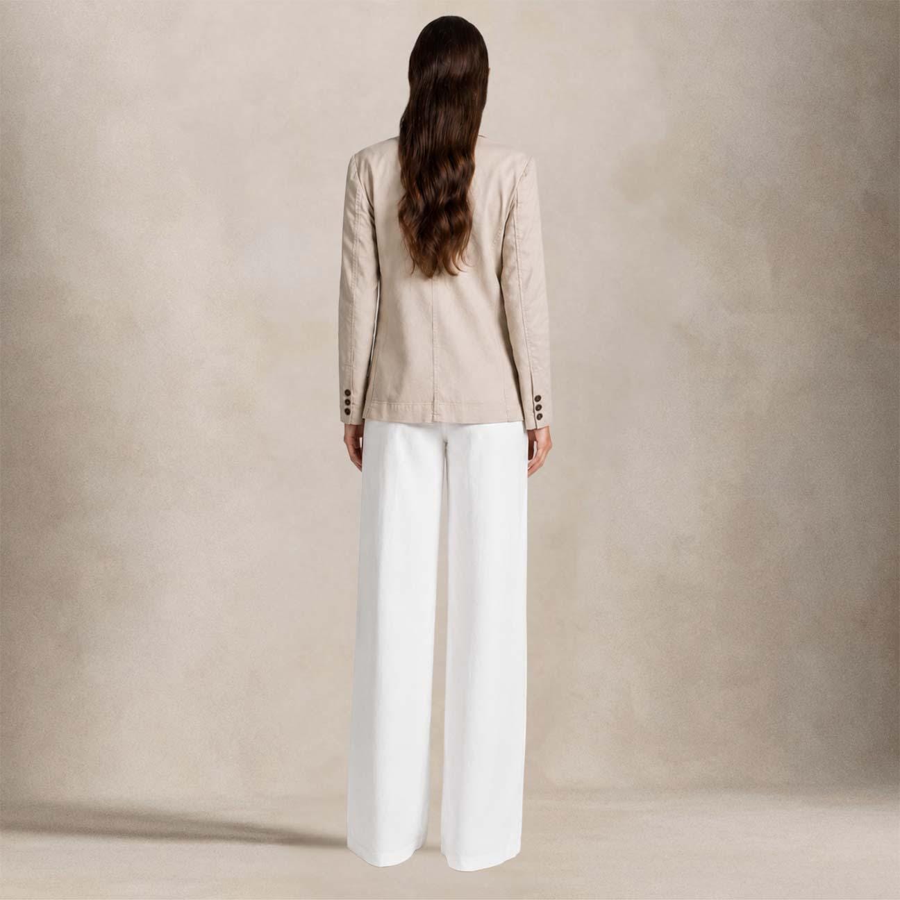 CIGALAS Jeans donna 138 wide legin misto lino Bianco